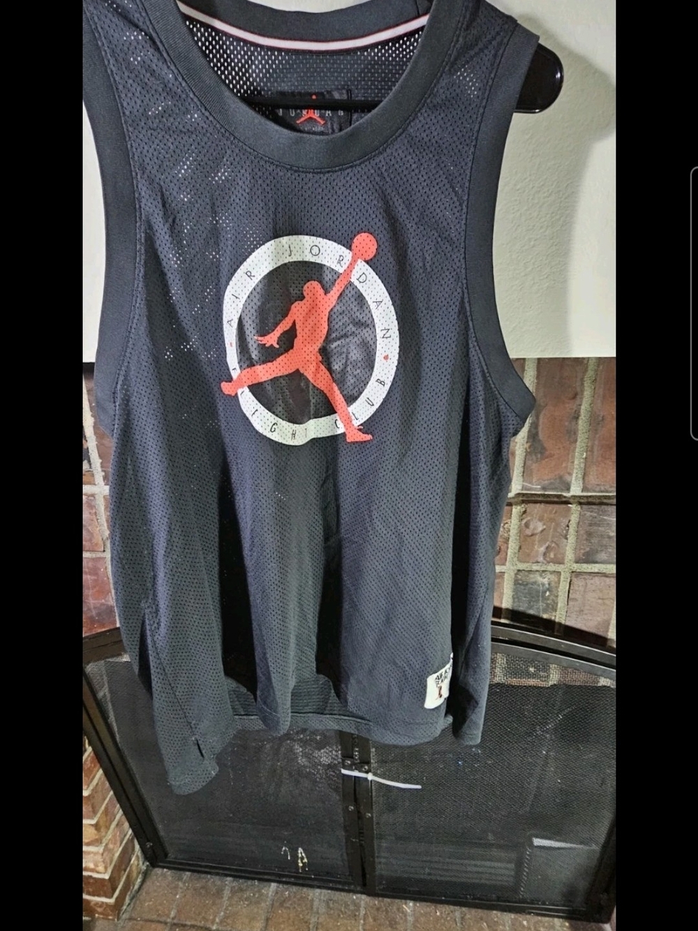 Jordan Black Mesh Basketball Tank with Red Jumpman Accent